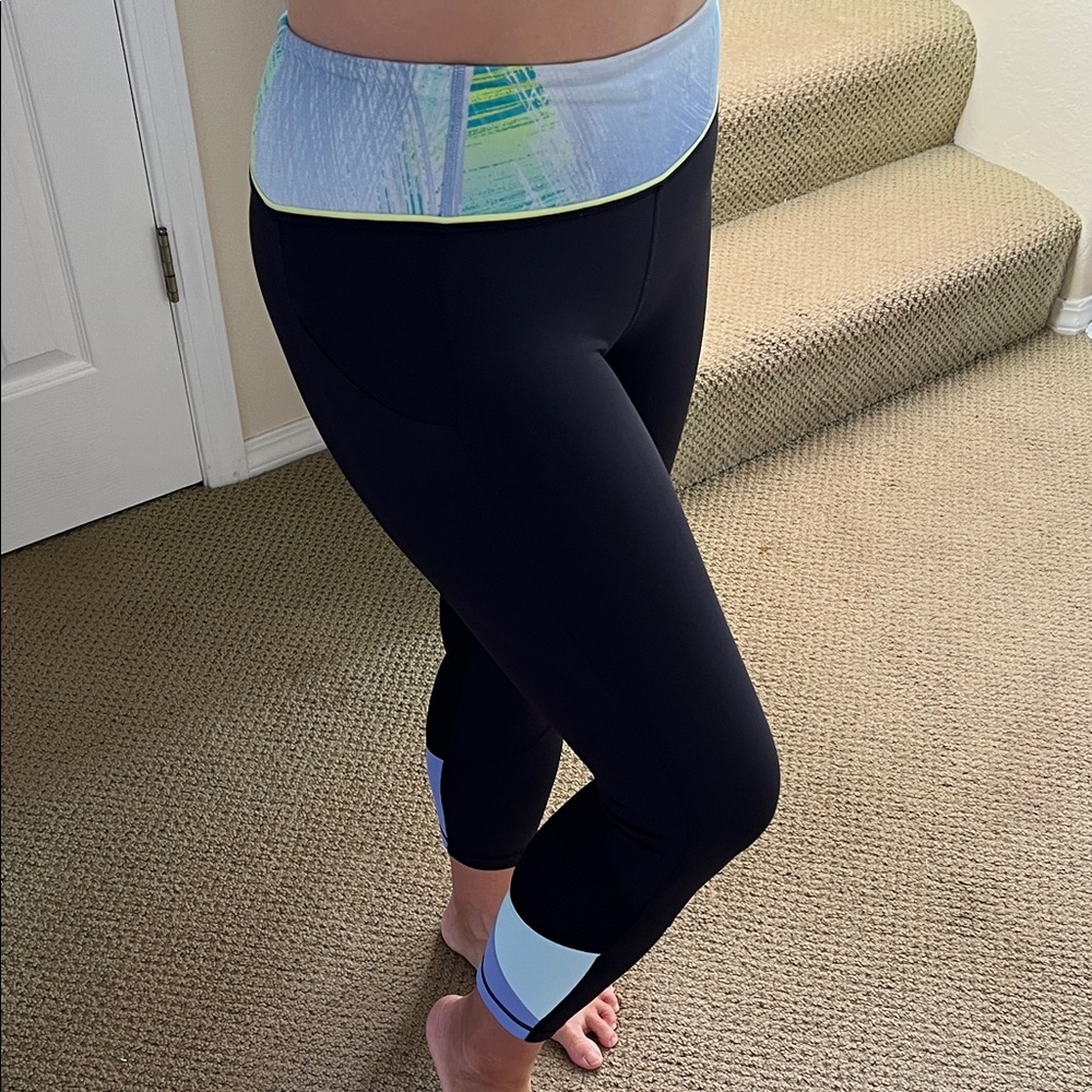 Lululemon Athletica Black and Light Blue Leggings